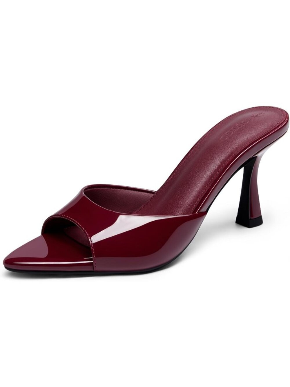 Women's Heeled Pointed Peep Toe Burgundy High Heels Slip On Backless Sandals